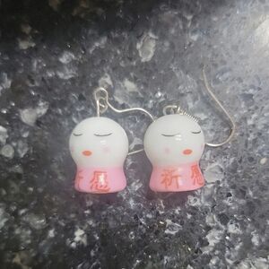 Cute Pink and White Earrings